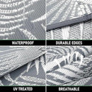 Outdoor Rug 10'x8' Waterproof for Patios Clearance, Reversible Outdoor Plastic Straw Rug Camping Carpet, Outside Floor Mats Large Area Rugs for RV,Patio,Deck,Porch,Beach,Balcony,Grey&White by GreenHaven Gardens