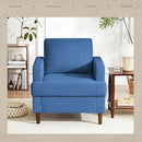 Mid-Century Accent Chair,Modern Linen Fabric Armchair for Living Room,Comfy Upholstered Reading Accent Chairs for Bedroom,Single Sofa Chair with Wood Legs (Blue, 2 Pack) by CozyNest Decor