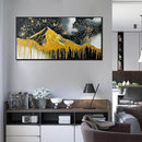 Gold Mountains Painted Wall Art for Living Room - Hand Painted Abstract Wall Art for Office - Black Framed Wall Art for Bedroom Size 29" x 59" by CozyNest Decor