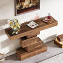 Tribesigns 42.5" Farmhouse Console Table, Narrow Wood Sofa Table Behind Couch with Geometric Base, Industrial Entryway Accent Table for Living Room, Hallway, Entrance (Rustic Brown) by CozyNest Decor