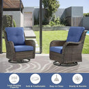 Wicker Outdoor Furniture Patio Furniture Set - 6 Piece Patio Conversation Set with Swivel Rocker Chairs, Loveseat Sofa, Ottomans and Coffee Table, Blue Cushion by GreenHaven Gardens