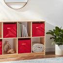 Amazon Basics Cube Organizer Storage Bins Handles, Collapsible Fabric, Pack of 6, 10.5"x10.5"x11", Red by CozyNest Decor