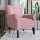BELLEZE Modern Accent Chair for Living Room, High Back Armchair with Wooden Legs, Upholstered Wingback Side Chair Padded Armrest Single Sofa Club Chair for Living Room, Bedroom - Allston (Pink) by CozyNest Decor