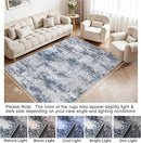 Washable Rug 6x9 Area Rugs: Abstract Washable Rugs with Non-Slip Backing, Stain Resistant Indoor Floor Carpet for Bedroom Dining Room Table Nursery Hallway Home Office Blue/Gray/Black by TinyTreasures Baby Boutique