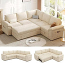 85 Inch Sectional Sleeper Sofa with Pull Out Bed,L Shaped 5 Seat Modular Sectional Sofa with Storage,Sectional Couches for Living Room,Cloud Modular Couch,Removable Sofa Cover,Beige by CozyNest Decor