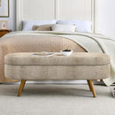 Oval Storage Bench 43.5" Linen Fabric Upholstered Entryway Bench with Solid Wood Legs Ottoman Bench Indoor Bench for Living Room/Bedroom/End of Bed/Entryway (Brown) by CozyNest Decor