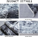 Runner Rug 2x6 Hallway Rugs Washable Boho Rug Soft Area Rug Abstract Pattern Non-Slip Faux Wool Vintage Rug for Kitchen, Entryway, Laundry, Bedroom, Grey and Black by TinyTreasures Baby Boutique