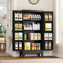 51" Metal Kitchen Pantry Cabinet, Storage Cabinets with 2 Door and 3 Adjustable Shelves, Black Freestanding Food Storage Cabinet, Steel Cupboard for Kitchen Dinning Room by CozyNest Decor