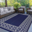 GENIMO Outdoor Rug Waterproof for Patio Decor, 8'x10' Foldable Reversible Plastic Straw Carpet for Travel Trailers, Outside Area Mat for Rv, Deck, Picnic, Porch, Camper, Balcony, Beach, Blue & White by CozyNest Decor