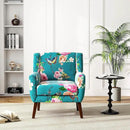 UIXE Floral Accent Chair, Modern Upholstered Armchair in Fabric for Living Room, Comfy Club Arm Chairs Single Sofa Button Tufted Bedroom Reading Seat - Pattern Blue, Set of 1 by CozyNest Decor