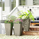 Outsunny Tall Planters for Outdoor Plants Set of 3, 28 in Taper Planters with Drainage Holes, Indoor Grande Plant Pots, Front Porch Decor, Grey by CozyNest Decor