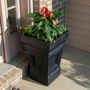 Step2 Atherton Square Planter, Large Planters for Outdoor Plants, Gardening and Flower Pot for Patio or Porch, Efficient Drainage, Durable Plastic, Onyx Black by CozyNest Decor