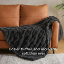 JELLYMONI Faux Fur Throw Blanket, Dark Grey Cozy Plush Bubble Bed Blanket, Thick and Warm, Queen (90" x 90") by CozyNest Decor