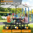 Metal Picnic Tables for Kids for Outdoors with Umbrella Hole - Coated Steel Heavy Duty Commercial Grade Table with Adjustable Seats (Black, 38 in, Kids, Expanded Steel) by GreenHaven Gardens