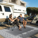 GENIMO Outdoor Rug Waterproof for Patio Decor, 5'x8' Reversible Plastic Straw Area Carpet, Camping Outside Mat for Outdoor, RV, Deck, Camper, Balcony,Picnic Grey & White by CozyNest Decor