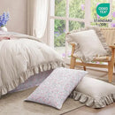 Queen Comforter Set - 7 Pieces Ruffle Beige Bedding Sets, Shabby Chic Farmhouse Bed in a Bag Queen with Ruffle Comforter, Floral Sheets, Pillowcases & Shams