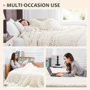 L'AGRATY Chunky Knit Blanket - Soft Chunky Throw 60x80 inches: 100% Hand Kintted Chenile Crochet Throw for Couch - Large Cable Knit Blanket for Home Decor (Ivory) by CozyNest Decor
