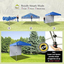 CROWN SHADES 8x8 Pop Up Canopy with 1 Side Wall - Beach Tent with One Push Setup - Outdoor Sun Shade for Events, Parties, Camping - Gazebo with STO-N-Go Cover Bag (Blue) by GreenHaven Gardens