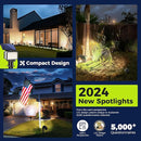 Solar Spot Lights Outdoor Waterproof for Flag, Tree, House, Garden, Yard, Landscape Spotlights for Accent Uplighting Decorations-2 Pack, Natural Light by GreenHaven Gardens