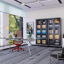 71" Tall Display Cabinet, 5-Tier Bookshelf with Doors & Adjustable Shelf, Modern Storage Cabinets Ideal for Book, Wine, Collectibles, Free Standing Bookcase for Home, Office, Living Room by CozyNest Decor