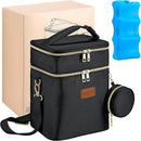 Breastmilk Cooler Bag with Ice Pack & Pacifier Case, Large Double Layer Insulated Baby Bottle Cooler Fits 6 Bottles, Breast Pump Storage Bag for Working Nursing Moms, with Gift Box by TinyTreasures Baby Boutique