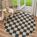 Lahome Checkered Round Rugs 6ft, Outdoor Patio Easy Jute Rug Indoor Outdoor Circle Carpet, Farmhouse Nature Non Shedding Non Slip Washable Black Carpet for Living Room Entry Deck by CozyNest Decor