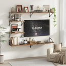 Floating Shelves 55 Inch Long, 10" Deep Floating Shelves, Wall Shelves 55 x 10, Set of 2, Wide Large Display Storage Shelves for Bathroom, Living Room, Rustic Wood Shelves with Brackets, Rustic Brown by CozyNest Decor