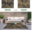 GENIMO Outdoor Rug 4' x 6' Waterproof for Patios Clearance, Reversible Outdoor Plastic Straw Camping Rug Carpet, Large Area Rugs Mats for RV, Camper, Deck, Balcony, Porch, Beach, Picnic, Black&Brown by CozyNest Decor