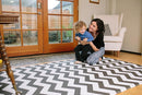 Baby Care Play Mat (Large, Zig Zag - Black) 82'' x 55'' Original One-Piece Reversible Rollable Waterproof Play Mat for Infants, Babies, Toddler, and Kids by TinyTreasures Baby Boutique