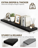 Marsmiles 48" Floating Shelves for Wall, Wooden Shelves with Invisible Brackets Set of 2, Rustic Farmhouse Wall Mounted Shelf for Kitchen Bathroom Living Room Study, Black by CozyNest Decor