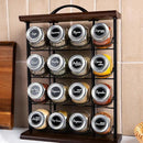 Orii 16 Jar Acacia Wood & Metal Wire Spice Rack with Spices Included, Storage for Spices and Seasoning, Black & Brown by CozyNest Decor