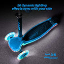 ZIFFY 3-Wheel Light-Up Kids Scooter, Kids Balance Scooter for Boys Girls with 20 Dynamic LED Lights, 4 Adjustable Height, Lean-to-Steer Design with Anti-Slip Wide Surface for Stability - Up to 110LBS by TinyTreasures Baby Boutique