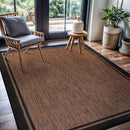 CAMILSON Indoor Outdoor Rug, 6x9 Bordered Nut Brown Black Modern Area Rugs for Indoor and Outdoor Patios, Kitchen and Hallway Mats, Washable Porch Deck Outside Carpet (Bordered Nut Brown Black, 6 x 9) by CozyNest Decor