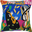 Matisse Decorative Pillow Cover - Music Modern Chair Cushion| Modern Farmhouse Pillows | Flower Outdoor Pillow | Mid Century Chair Cushions |Hand Embroidered Wool Size 18x18