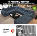 Oversized Modular Sectional Cloud Couch,157.5" U Shaped Modern Sofa with 2 Ottoman and 2 Middle Seats,Upholstered Couches with Corduroy Fabric for Living Room Furniture,No Assembly Required,Blue by CozyNest Decor