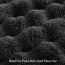 JELLYMONI Faux Fur Throw Blanket, Dark Grey Cozy Plush Bubble Bed Blanket, Thick and Warm, Queen (90" x 90") by CozyNest Decor