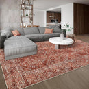 COZYLOOM 4x6 Area Rug Modern Indoor Area Rug Machine-Washable for Living Room or Bedroom Softness Foldable Carpet for Easy Storage Abstract Geometric Design Non Slip Stain Resistant Carpet, Brick Red by TinyTreasures Baby Boutique