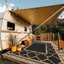 GENIMO 10 ' x 14 ' Outdoor Rug Waterproof for Patio Decor, Foldable Reversible Plastic Straw Area Rugs Mat for Camper, Outside Carpet for Rv, Deck, Porch, Picnic, Beach, Balcony, Black & Brown by CozyNest Decor