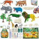 BONNYCO Animal Toys for Kids Painting Kit with 16 Figurines Animal Kids Crafts 4-8 with Glow in The Dark, Safari Gifts for Boys and Girls | Boy Toys 3 4 5 6 7 8 9 10 Years Old Birthday Christmas by TinyTreasures Baby Boutique