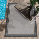 CAMILSON Indoor Outdoor Rug, 6x9 Bordered Gray Modern Area Rugs for Indoor and Outdoor Patios, Kitchen and Hallway Mats, Washable Porch Deck Outside Carpet (Bordered Grey, 6 x 9) by CozyNest Decor
