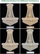 14 - Light Unique Empire Crystal Chandelier with Adjustable Chain for High Ceiling Foyer Entryway Living Room Dining Room Bedroom Gold Finish by CozyNest Decor