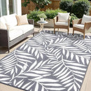 OLANLY Waterproof Outdoor Rug 6x9 ft, Reversible Outdoor Plastic Straw Rug with Leaf Pattern, RV Mat, Indoor Outdoor Carpet for Patio, Camping, Balcony, Deck, Backyard, Grey & White by CozyNest Decor