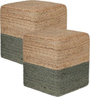 REDEARTH · Cube Pouf Foot Stool Ottoman - Jute Braided Pouffe Poof Accent Sitting Footrest for The Living Room, Bedroom, Nursery, Patio, Lounge - Set of 2 (14.5”x14.5”x16”; Natural Olive) by CozyNest Decor