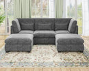 Oversized Modular Sofa, Extra Deep Cloud Chenille Sectional Couch with Ottoman Chaise, Fluffy Chenille 5 Seater Sofa Bed for Living Room, Villa (U Shape 5 Seater, Chenille Grey) by CozyNest Decor