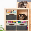 SIMPLE HOUSEWARE Large Fabric Storage Bin, 15" x 11" with Leather Like Handles, 3 Pack, Dark Gray by CozyNest Decor