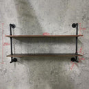 ROGMARS Industrial Pipe Shelves Shelving 48 inch with Solid Wood Planks Farmhouse Pipe Book Shelves Wall Mounted,Industrial Floating Shelves Bar Shelving Rustic Shelves 2 Tier for Kitchen,Living Room by CozyNest Decor