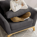 Large-Sized Accent Chair, Thick Cushion Bedroom Reading Chair, Comfortable Living Room Single Sofa， Boucle Dark Gray by CozyNest Decor