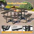 79'' Steel Square Picnic Table for Outdoors, Expanded, Lifetime Picnic Table with Umbrella Hole, Heavy Duty Sturdy Commercial Picnic Tables for Garden Courtyard BBQ, Black by GreenHaven Gardens