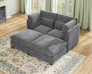 Oversized Modular Sofa, Extra Deep Cloud Chenille Sectional Couch with Ottoman Chaise, Fluffy Chenille 2 Seater Sofa Bed for Living Room, Villa (Sofa Bed 4 Seater, Chenille Grey) by CozyNest Decor