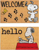 Gertmenian Peanuts Snoopy Coir Doormat - 2x3 Welcome Mat (2-Pack), Ideal for High Traffic Areas in Front Door, Garage, Entryway - Welcome, 80022 by CozyNest Decor